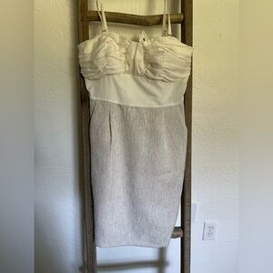 Daniel Cremieux Cream and Gray Mini Dress